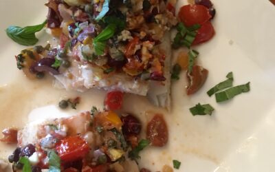 Pickerel with Tomato Capers & Olives