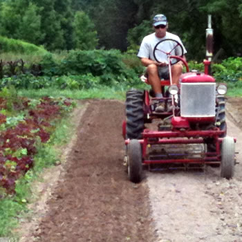 Tractor plowing garden for Maison Maitland cooking school